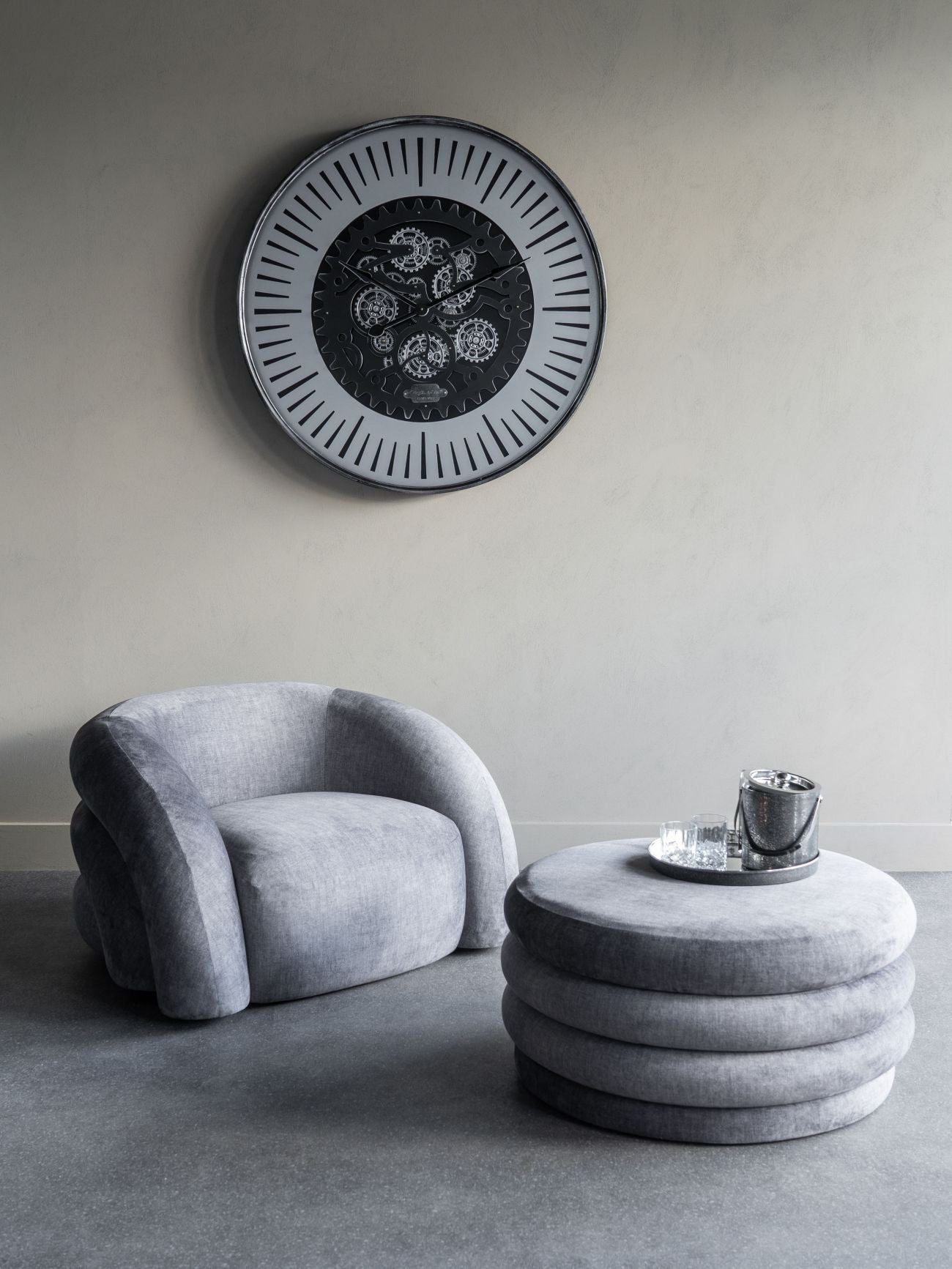 Palladium Black & Nickel Moving Dials Wall Clock Large